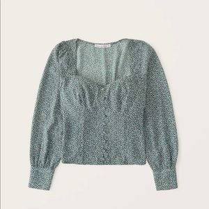 Abercrombie Long-Sleeve Button-Through V-Neck Top